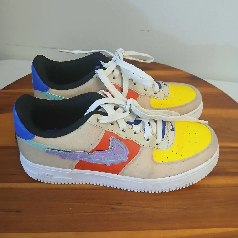 Nike Air Force 1 Low Kids 4Y Multi Color Patch Shoes Sneakers FN7818-100
